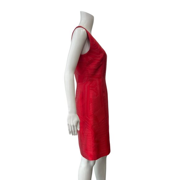 Fendi Red Geometric Dress sleeveless v-neck zip closure no material tag - Picture 3 of 8